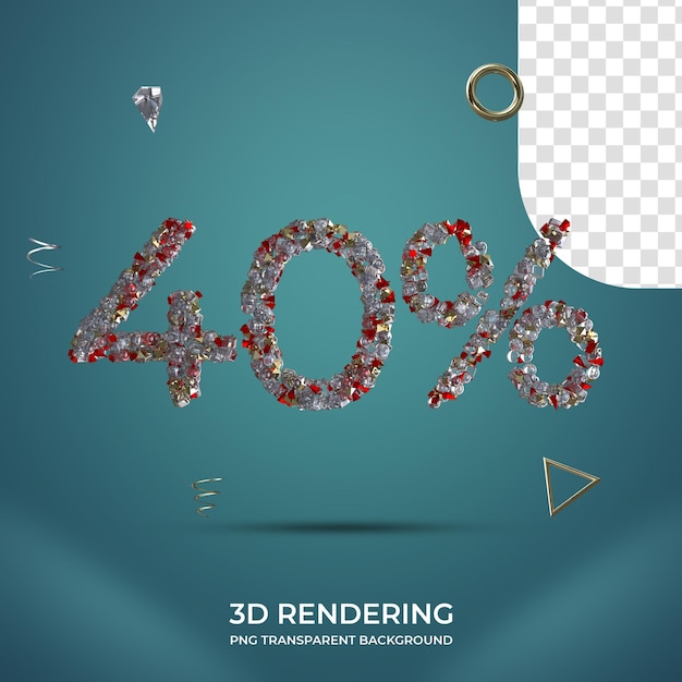 40 prozent 3d-nummer transparenter hintergrund