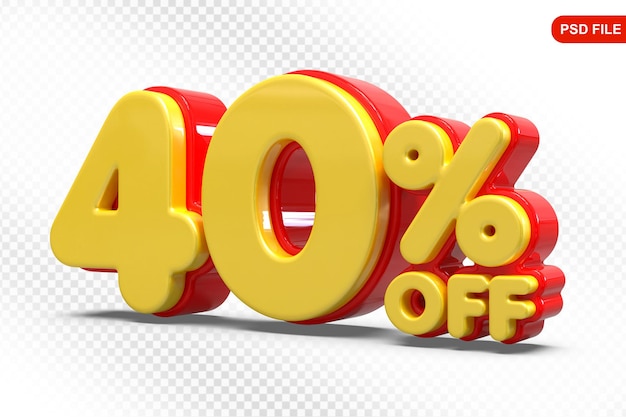 40 Prozent Rotes Angebot in 3D