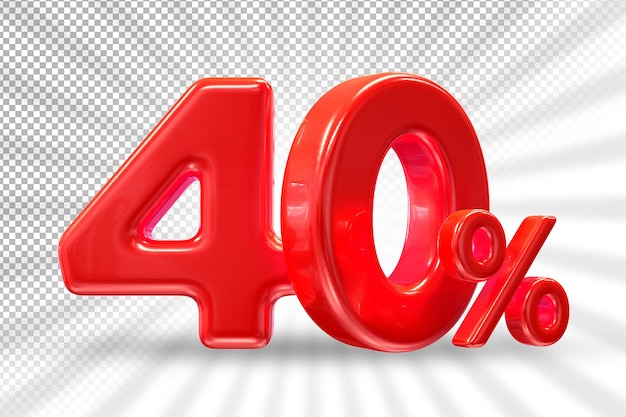 40 Prozent rotes Angebot in 3D