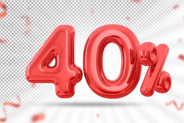 40 prozent rotes ballonangebot in 3d