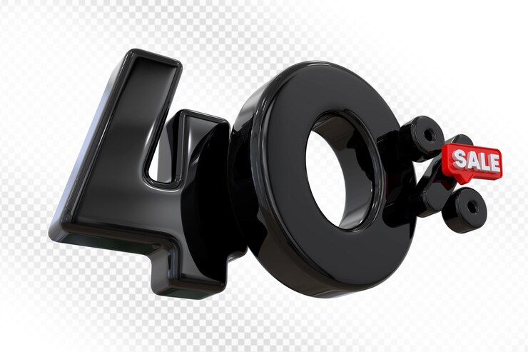 PSD 40 prozent schwarzes angebot in 3d