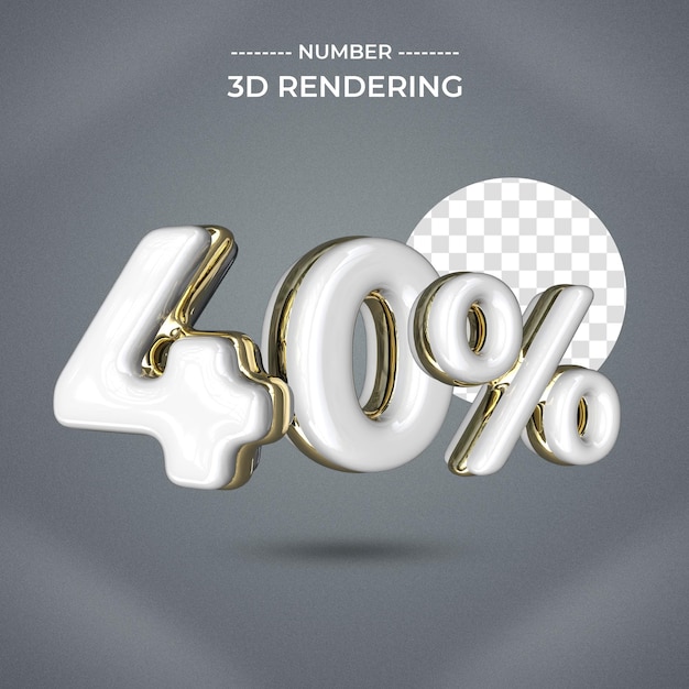 40 prozent textstil 3d-rendering transparenter hintergrund