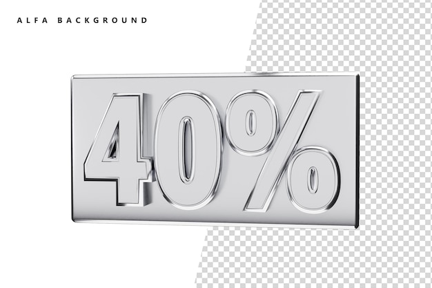 40-prozentige Silberzahl mit 3D-Rendering