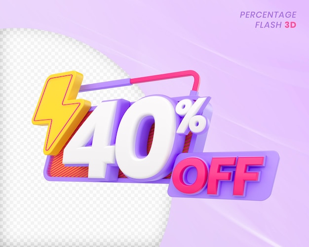 40% de réduction avec l'élément flash Rendu 3D PSD Premium