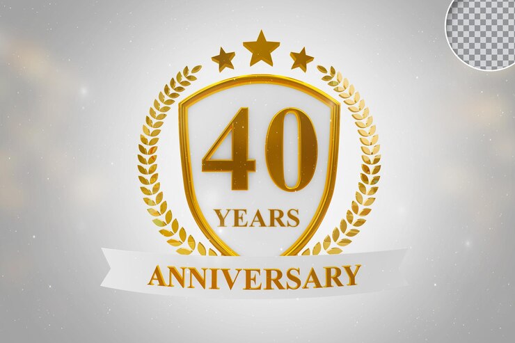 40 year anniversary template gold 3d rendering isolated