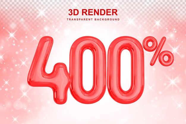 PSD 400% de desconto promocional em balão 3d