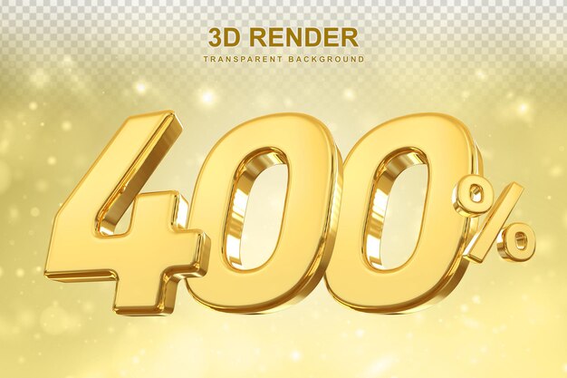 PSD 400% de promoção de ouro em 3d