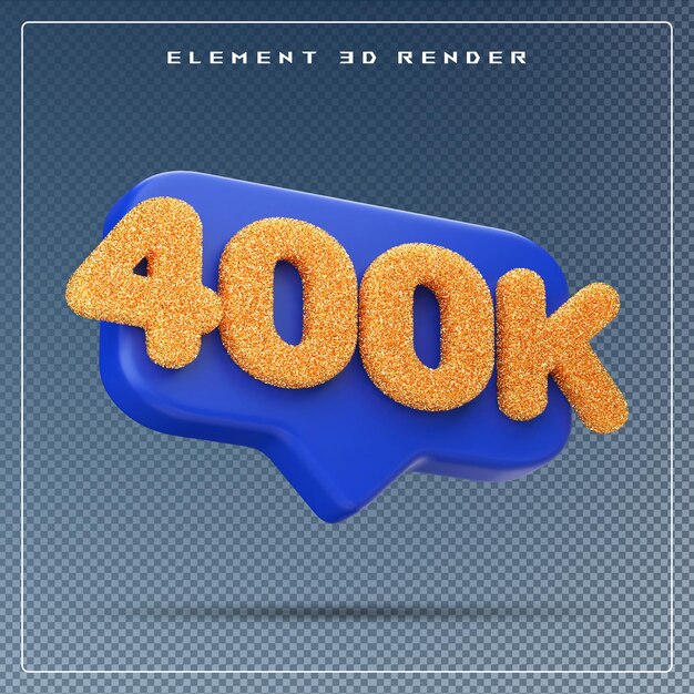 PSD 400k follower blaue nummer abonnieren icon 3d