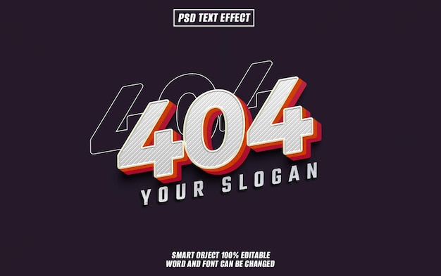 404 Text-Effekt-Schriftart bearbeitbare Typographie 3D-Text