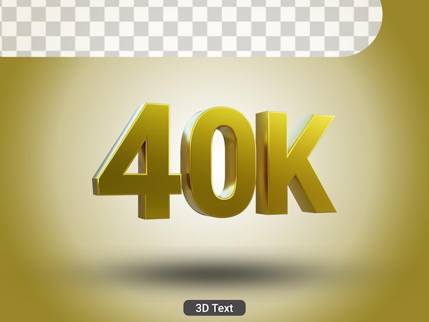 40K 3D renderizado em texto dourado