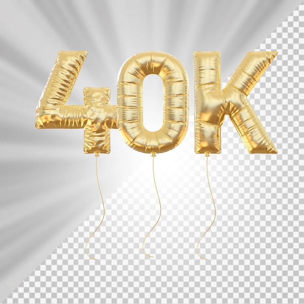 40K seguidor globos dorados número 3d