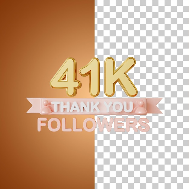 41.000 follower gold 3d-rendering