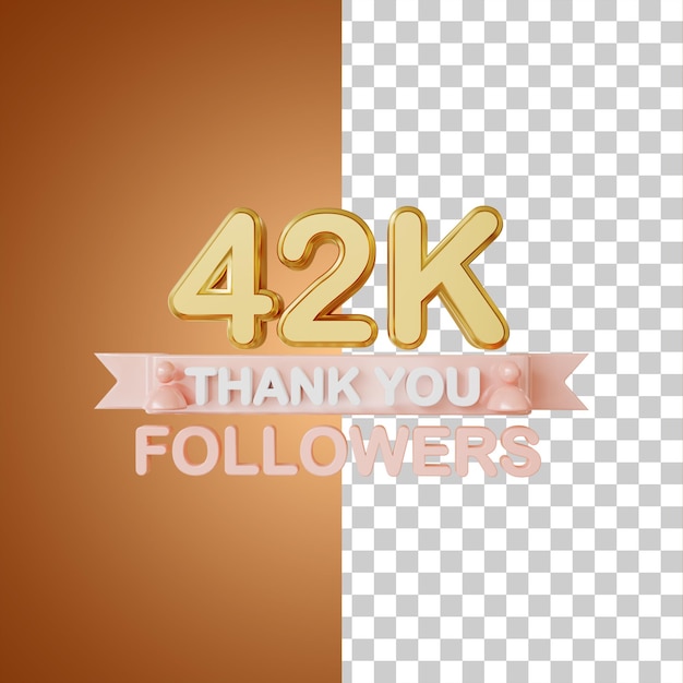 42.000 follower gold 3d-rendering