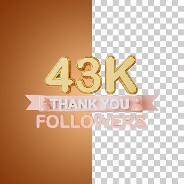 43.000 Follower Gold 3D-Rendering