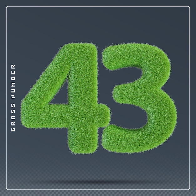 43 numéro de l'herbe vert rendu en 3D