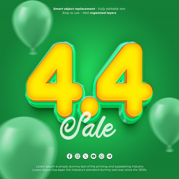 44 carteles especiales de descuento con efecto de texto editable