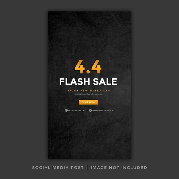 PSD 44 vente flash histoire post modèle de conception d'histoires de vente vendredi noir grande vente remise 44 conception de vente