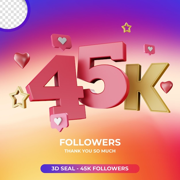 45.000 follower mit 3d-instagram-symbol