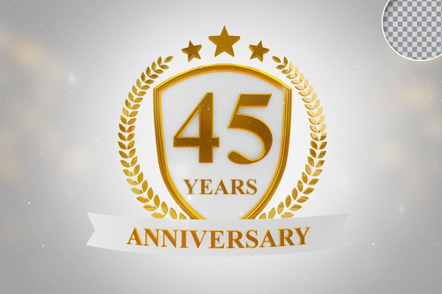 45 anni anniversario modello oro 3d rendering isolato