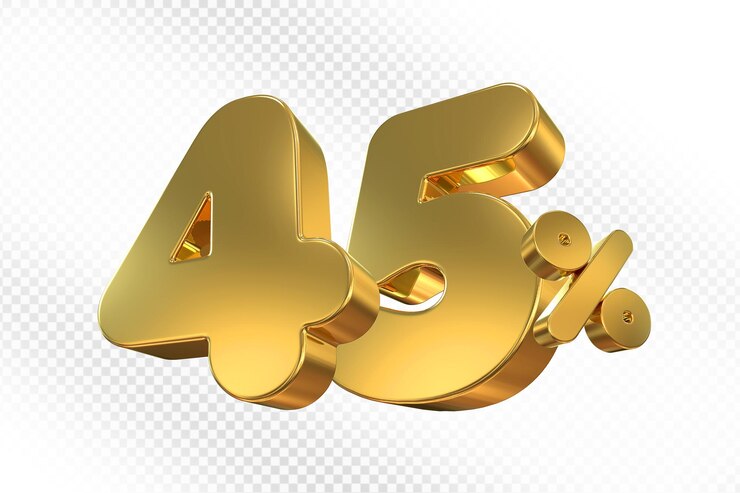 PSD el 45 por ciento de descuento en oro 3d promoción
