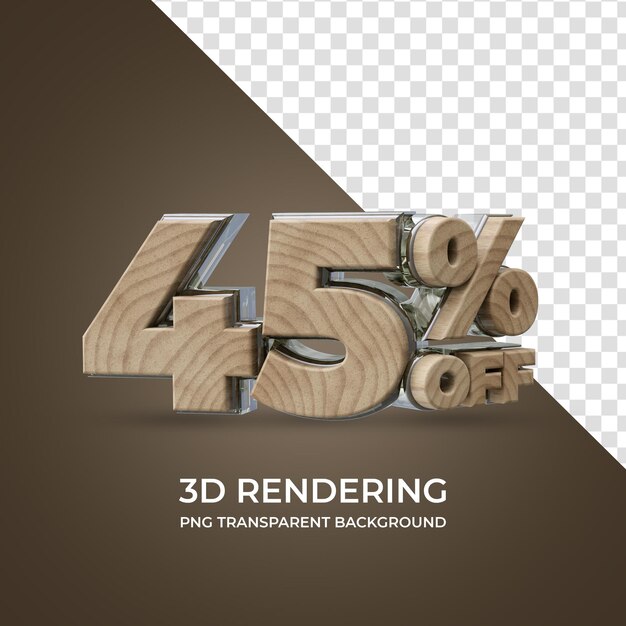 45 por ciento de descuento en renderizado 3d estilo de madera de fondo transparente aislado