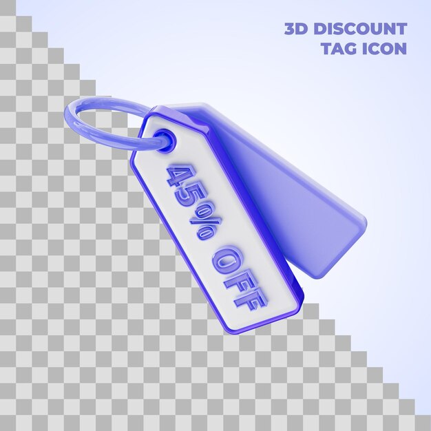 PSD 45 por cento de compra online tag cupom percentual ícone grande oferta de venda para banner social 3d render