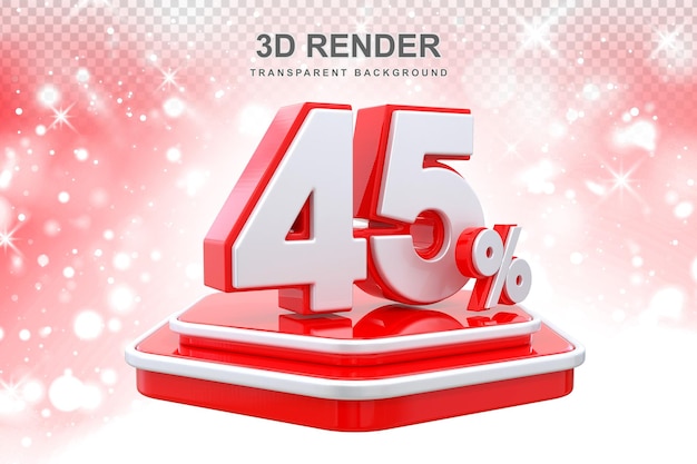 45 por cento de promoção podium 3d render