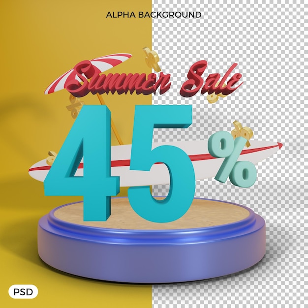 45 prozent sommerrabattangebot 3d-rendering