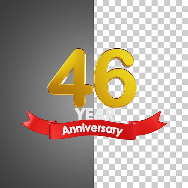 PSD 46 años feliz aniversario número 3d ilustración