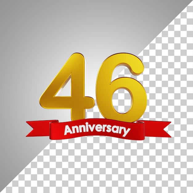 46 años feliz aniversario número 3d rendering