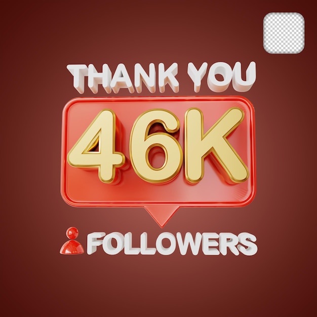46K seguidores oro ilustración 3D