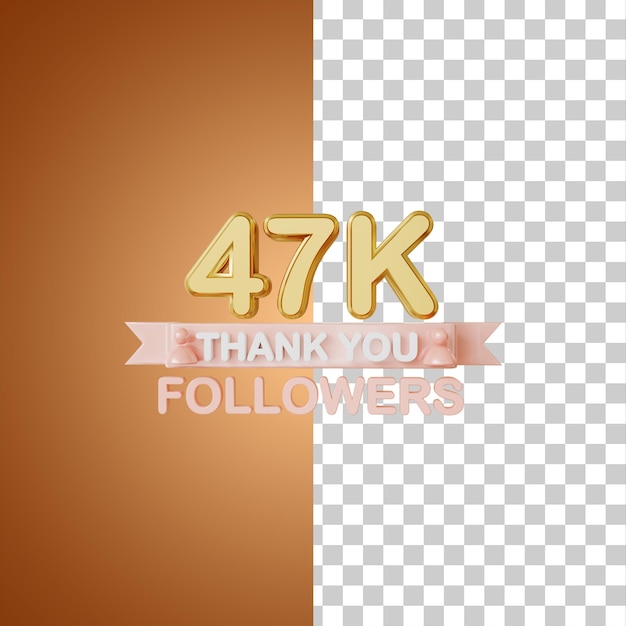 PSD 47k seguidores ouro renderização em 3d