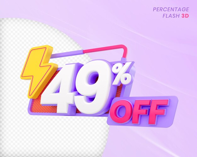 49% de desconto com elemento flash renderização em 3d psd premium