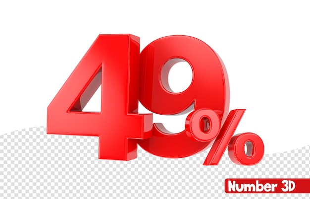 49 número rojo render 3d