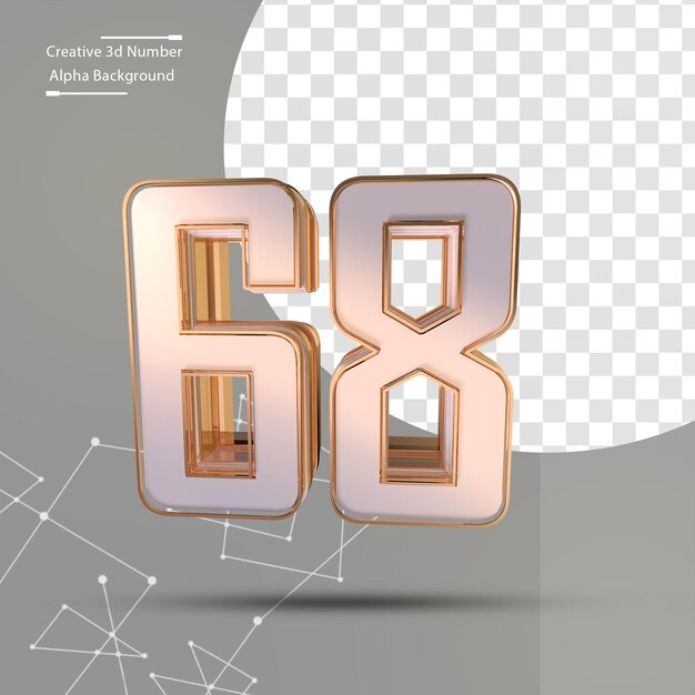 4Clean gold 3d number 68