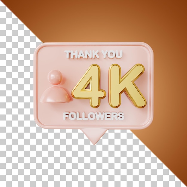 4k seguidores oro 3D Rendering