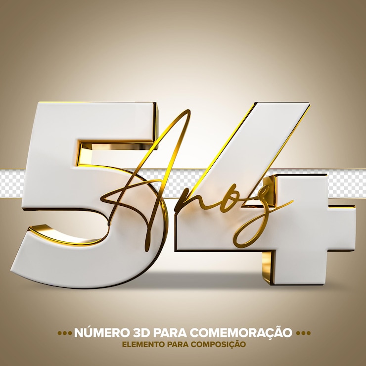 PSD 5 anos comemoração número 3d branco e dourado