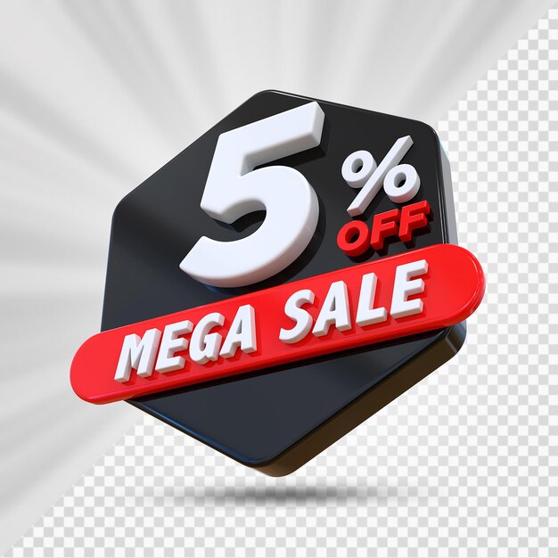 5 por ciento de descuento en la mega venta de renderización en 3D