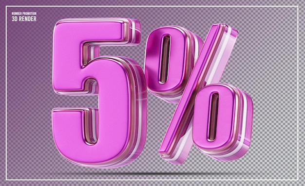 5 por ciento de descuento en la promoción de renderización 3D rosa