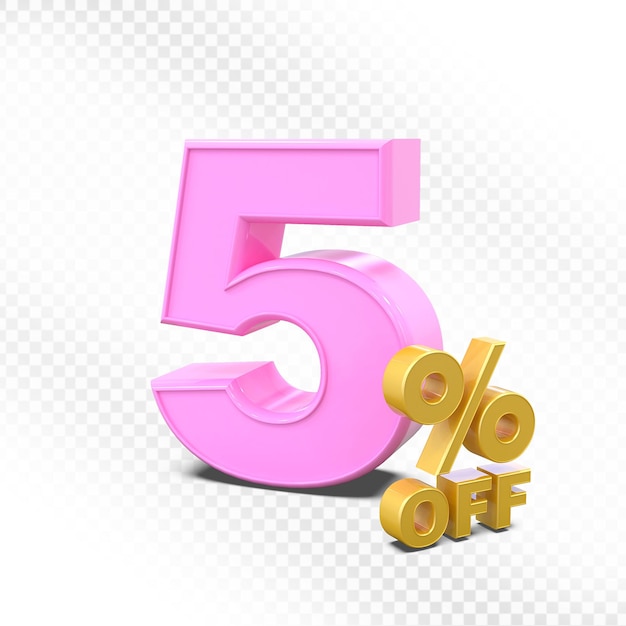 5 por ciento de descuento en la promoción de ventas de 3D rosa