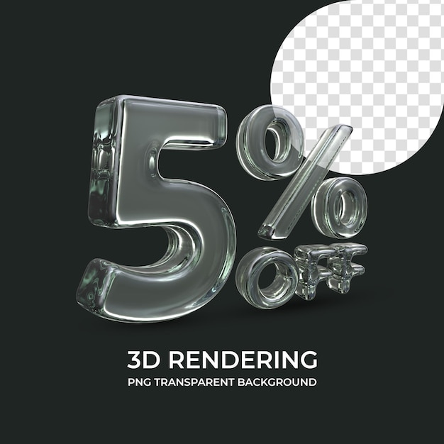 5 por ciento de descuento en renderizado 3d fondo transparente aislado
