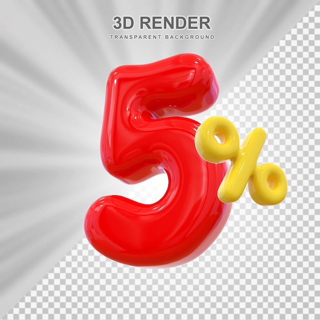 5 por ciento globo rojo 3d