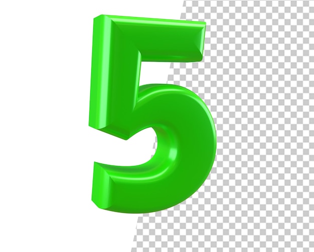 5 green number five icon on a transparent background