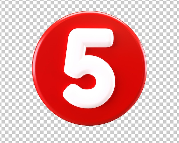 5 numero cinque cerchio icona 3d rendering