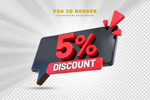 PSD 5 prozent rabattangebot 3d