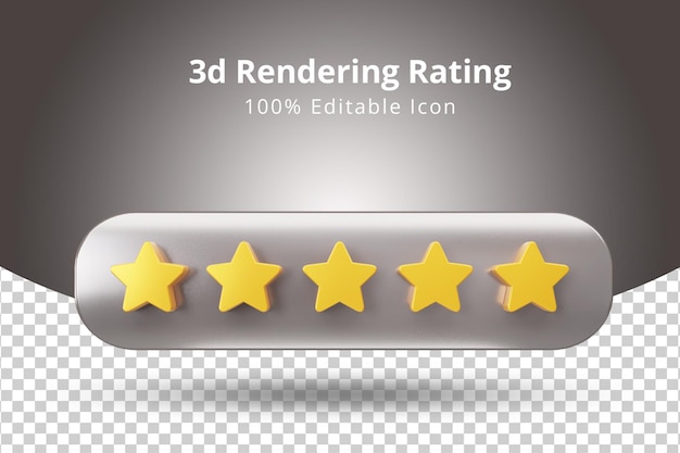 5-Sterne-Bewertung 3D-Rendering-Symbol