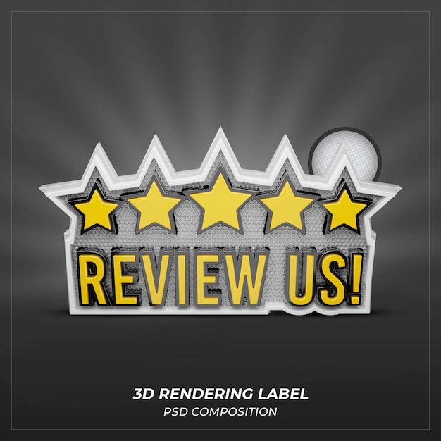 5-Sterne-Bewertung uns 3D-Render-Label