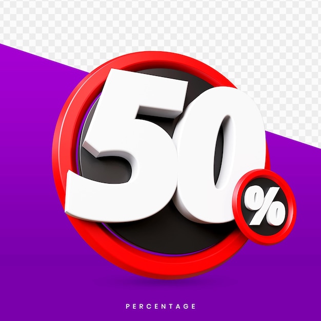 50 por ciento 3d aislado