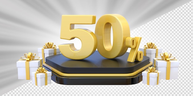El 50 por ciento de descuento en oro en el podio para el producto