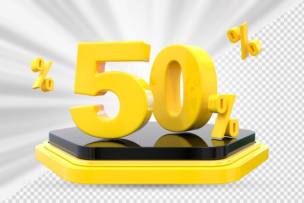 50 por ciento de descuento en el podio para el producto